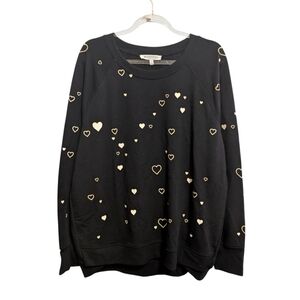 Workshop Black Sweater with Gold Heart Patterns